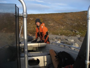 Janwillem holds the boat